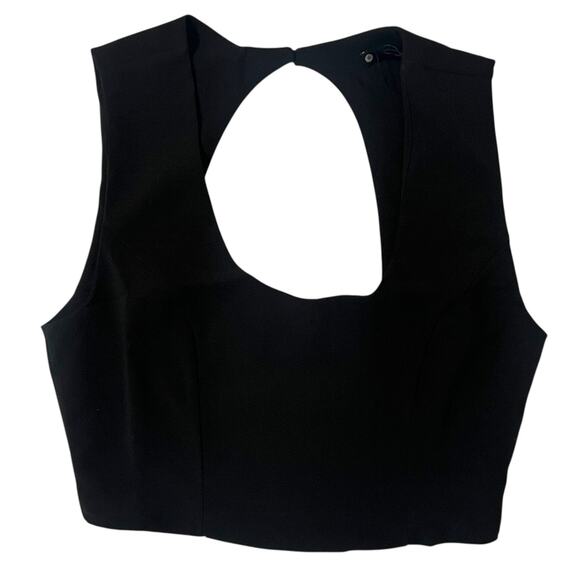 Krisa (S) Black Open Cut Out  Strap Back Scoop Neck Zip Side Crop Top - Picture 10 of 16